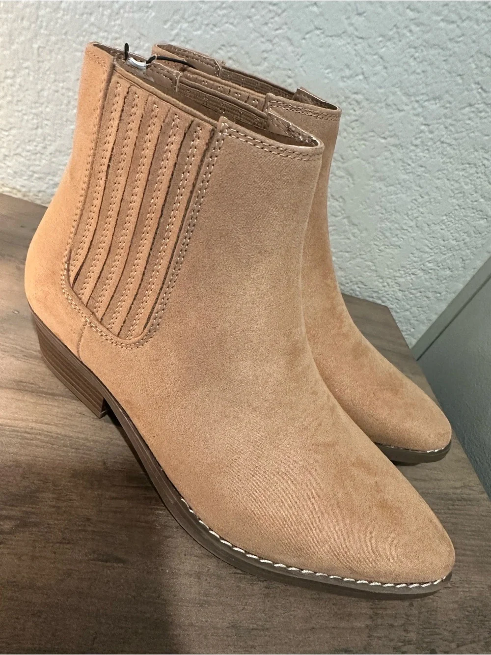 Universal Thread Light Tan Suede Ankle Booties - Picture 3 of 5